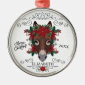 Op maat gemaakt Persoonlijke Ezel Kerstmis Metalen Ornament (Voorkant)