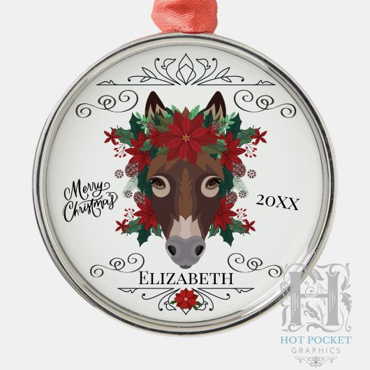Op maat gemaakt Persoonlijke Ezel Kerstmis Metalen Ornament