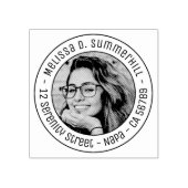Op maat gemaakt portret foto ronde adrespla </s> rubberstempel (Afrduk)
