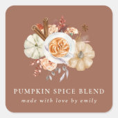 Op maat gemaakt Pumpkin Spice Blend Favor Vierkante Sticker (Voorkant)