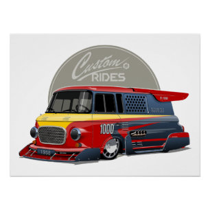 Op maat gemaakt retro racebusconcept perfect poster