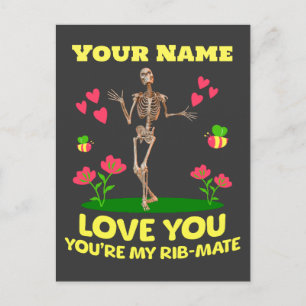 Op maat gemaakt Rib Mate Skelet Liefde Cadeau Goti Feestdagenkaart