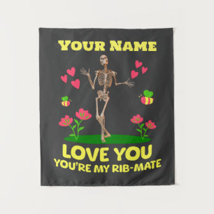 Op maat gemaakt Rib Mate Skelet Liefde Cadeau Goti Wandkleed