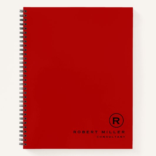 Op maat gemaakt rood en zwart monogram initiaal notitieboek (Voorkant)