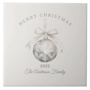 Op maat gemaakt roomkleurig rustiek ornament Kerst Tegeltje