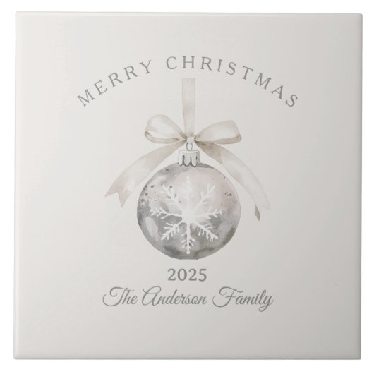 Op maat gemaakt roomkleurig rustiek ornament Kerst Tegeltje (Voorkant)