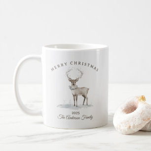 Op maat gemaakt roomwit rendier Kerstcadeau Koffiemok