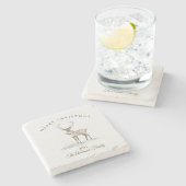 Op maat gemaakt roomwit rendier Kerstcadeau Stenen Onderzetter (Zijkant)