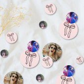 Op maat gemaakt roze lint bruidsdouche foto-confet confetti