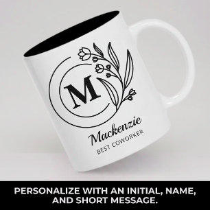 Op maat gemaakt rustiek monogram moeder collega br tweekleurige koffiemok