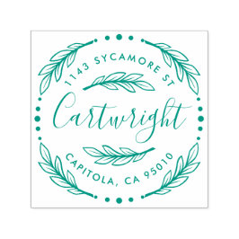 Op maat gemaakt rustieke Laurel krans retour adres Zelfinktende Stempel