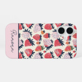 Op maat gemaakt telefoonhoesje met aardbeienprint iPhone 16 hoesje (Achterkant horizontaal)