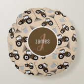 Op maat gemaakt tractor vrachtwagenpatroon landbou rond kussen (Voorkant)