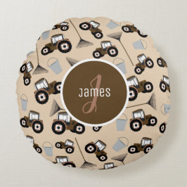 Op maat gemaakt tractor vrachtwagenpatroon landbou rond kussen