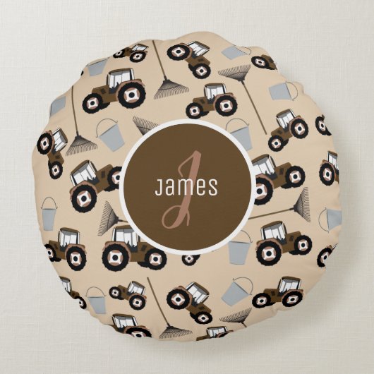 Op maat gemaakt tractor vrachtwagenpatroon landbou rond kussen (Achterkant)