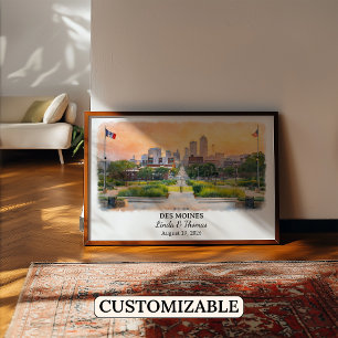 Op maat gemaakt wanddecor Des Moines, Iowa Poster