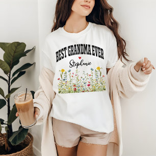 Op maat gemaakt wilde bloemen overhemd, verjaardag t-shirt