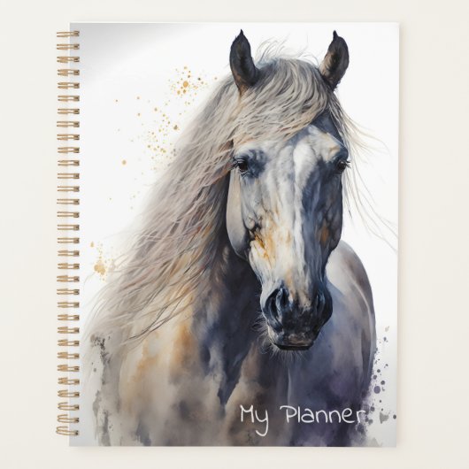 Op maat gemaakt wit waterverfpaard planner (Voorkant)