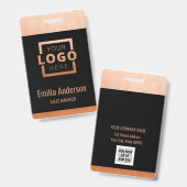 Op maat gemaakt zakelijk logo koper basis barcode badge (Voor- en achterkant)