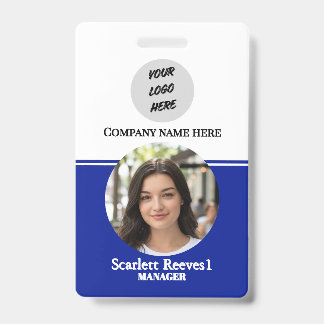 Op maat gemaakt zakelijk logo voor werknemers blau badge