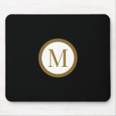 Op maat gemaakt zwart & goud midden zegelmonogram muismat (Voorkant)