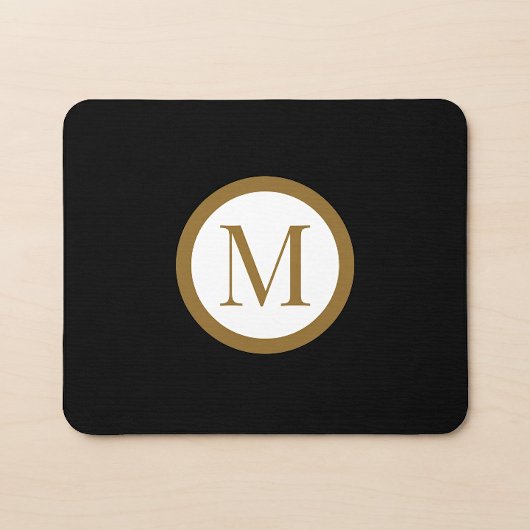 Op maat gemaakt zwart & goud midden zegelmonogram muismat