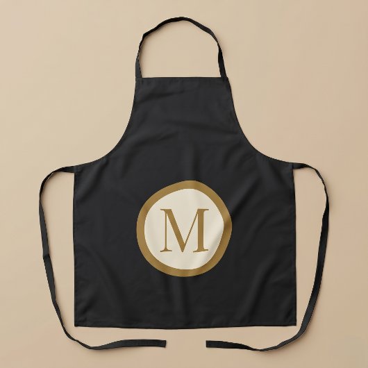 Op maat gemaakt zwart & goud midden zegelmonogram schort