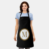 Op maat gemaakt zwart & goud midden zegelmonogram schort (Gedragen)