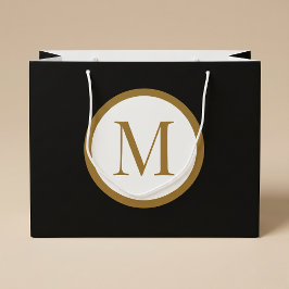 Op maat gemaakt zwart & goud middenzegel monogram groot cadeauzakje