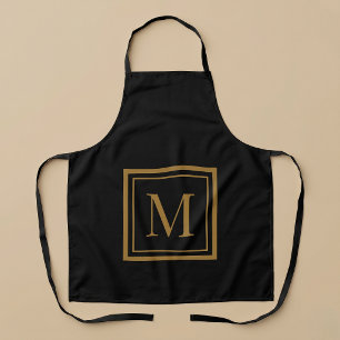 Op maat gemaakt zwart & goud omlijst monogram schort