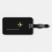 op maat gemaakt zwart reisfornuis goudvliegtuig bagagelabel (Achterkant horizontaal)