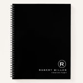 Op maat gemaakt zwart-wit monogram initiaal notitieboek (Voorkant)