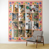 Op maat gemaakte 16-foto-collage diamant grote wan wandkleed (In situ)