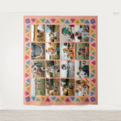 Op maat gemaakte 16-foto-collage diamant grote wan wandkleed (Voorkant)