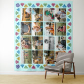 Op maat gemaakte 16-foto-collage diamant grote wan wandkleed (In situ)