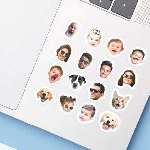 Op maat gemaakte 16 foto's gezichten waterdichte v sticker