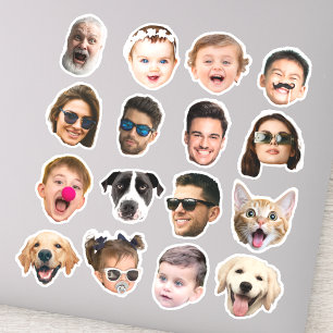 Op maat gemaakte 16 foto's gezichten waterdichte v sticker