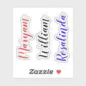 Op maat gemaakte 3 Namen, Tekst Script Waterfles S Sticker (Vel)