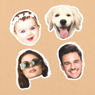 Op maat gemaakte 4 foto's gezichten Waterdichte vi Sticker