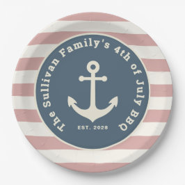 Op maat gemaakte 4 juli BBQ familie naam Nautilus Papieren Bordje