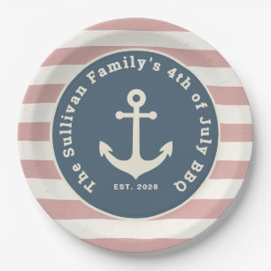 Op maat gemaakte 4 juli BBQ familie naam Nautilus Papieren Bordje