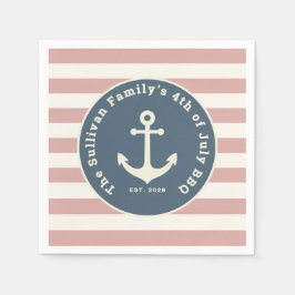 Op maat gemaakte 4 juli BBQ familie naam Nautilus Servet