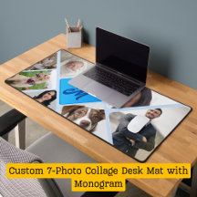 Op maat gemaakte 7-foto-collagebureaumat met monog