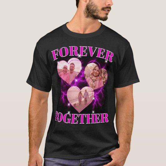 Op maat gemaakte 80s 90s Roze Harten Retro Bootleg T-shirt (Voorkant)