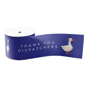 Op maat gemaakte 911-dispatch-eend met headset grosgrain lint