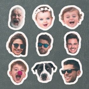 Op maat gemaakte 9 foto's gezichten Waterdichte vi Sticker