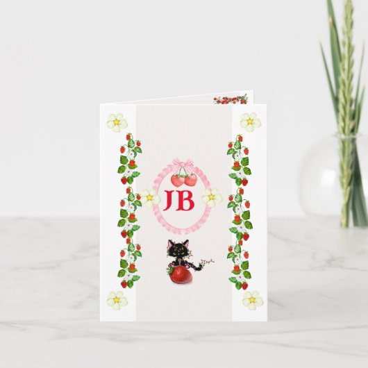 Op maat gemaakte aardbeermonogram baby-uitrusting (Voorkant)
