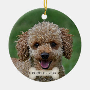 Op maat gemaakte abrikozenkleurige Poodle-hondsfot Keramisch Ornament