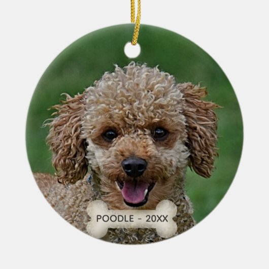 Op maat gemaakte abrikozenkleurige Poodle-hondsfot Keramisch Ornament (Voorkant)