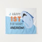 Op maat gemaakte achtergrond voor Shark-verjaardag Wandkleed (Voorkant (horizontaal))